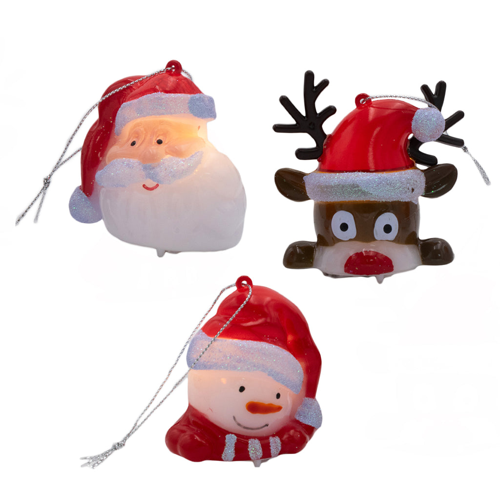 Set of 3 Light up Novelty Fun Christmas Characters (Battery Operated) - Red & White_7552776