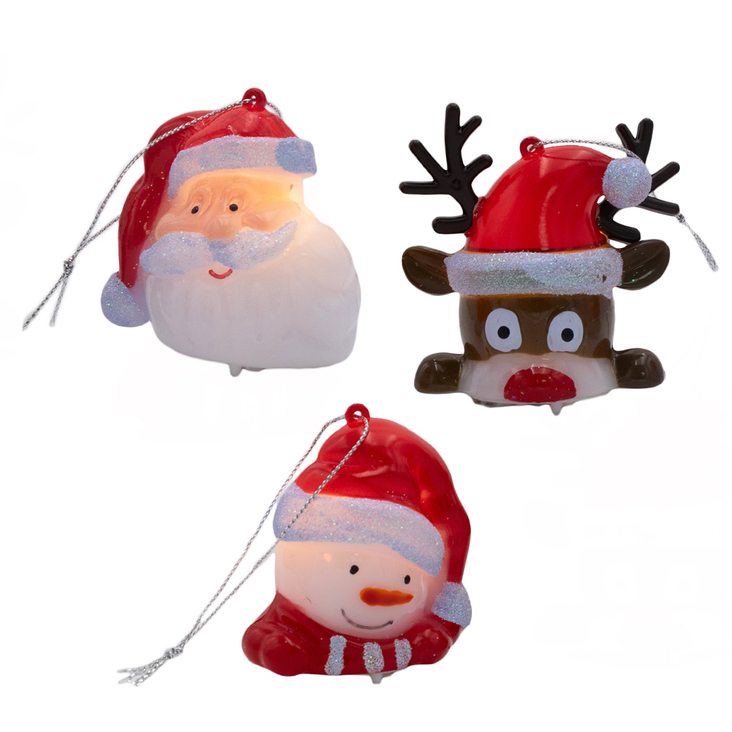 Set of 3 Light up Novelty Fun Christmas Characters (Battery Operated) - Red &amp; White V32535329 0