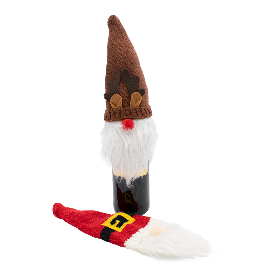 Set of 2 Christmas Novelty Bottle Cover (Size 32x12 Cm) - Brown & White_7552876
