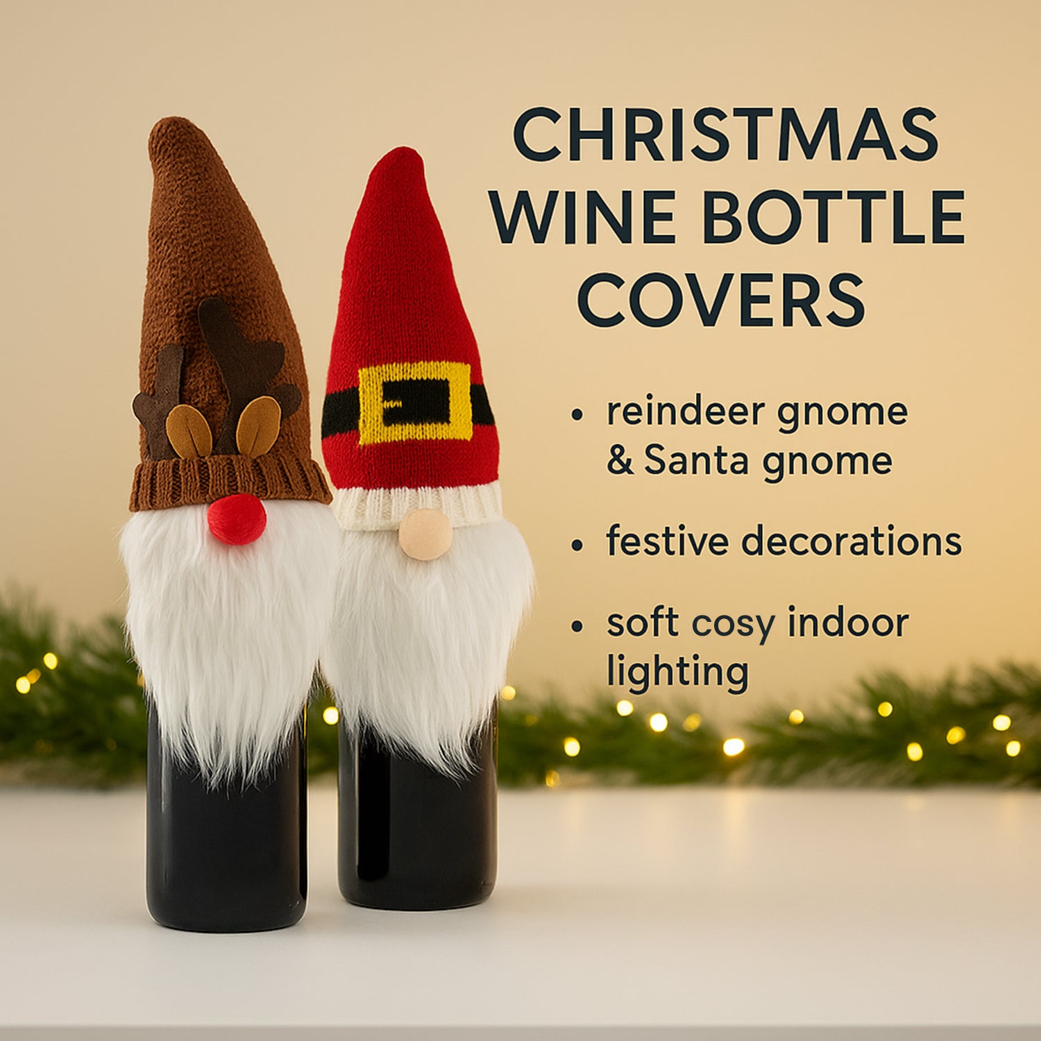 Set of 2 Christmas Novelty Bottle Cover (Size 32x12 Cm) - Brown &amp; White V32527900 2