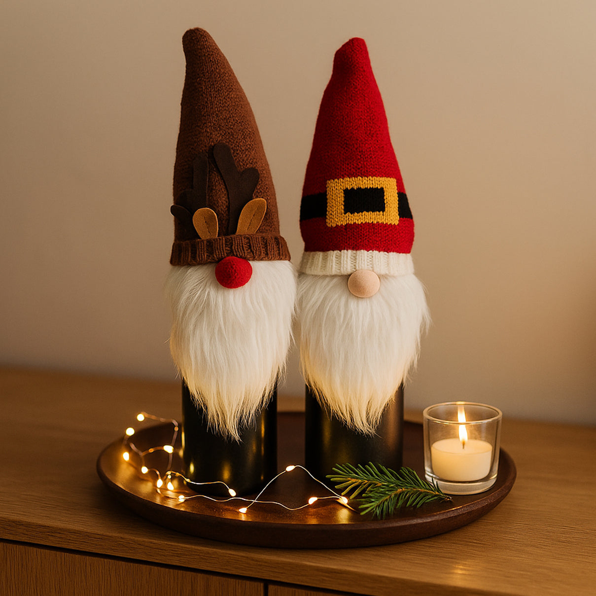 Set of 2 Christmas Novelty Bottle Cover (Size 32x12 Cm) - Brown &amp; White V32527900 3
