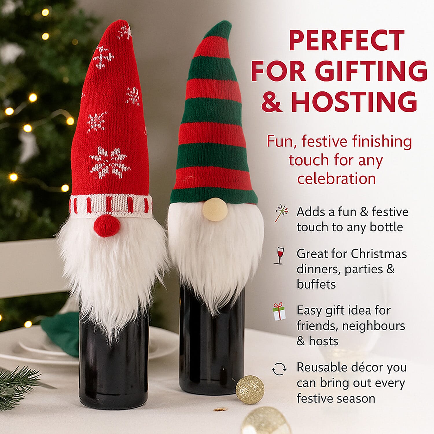 Set of 2 Christmas Novelty Bottle Cover (Size 32x12 Cm) - Red &amp; White 7553281 2