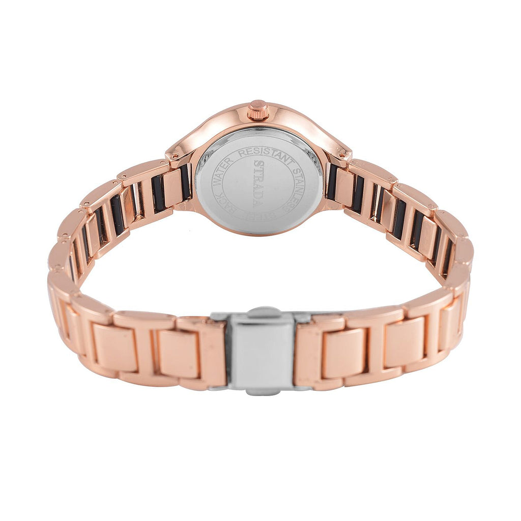 STRADA Japanese Movement Crystal Studded Water Resistant Watch with Alloy Strap and Stainless Steel Back in Rose Gold Tone_7553744_5