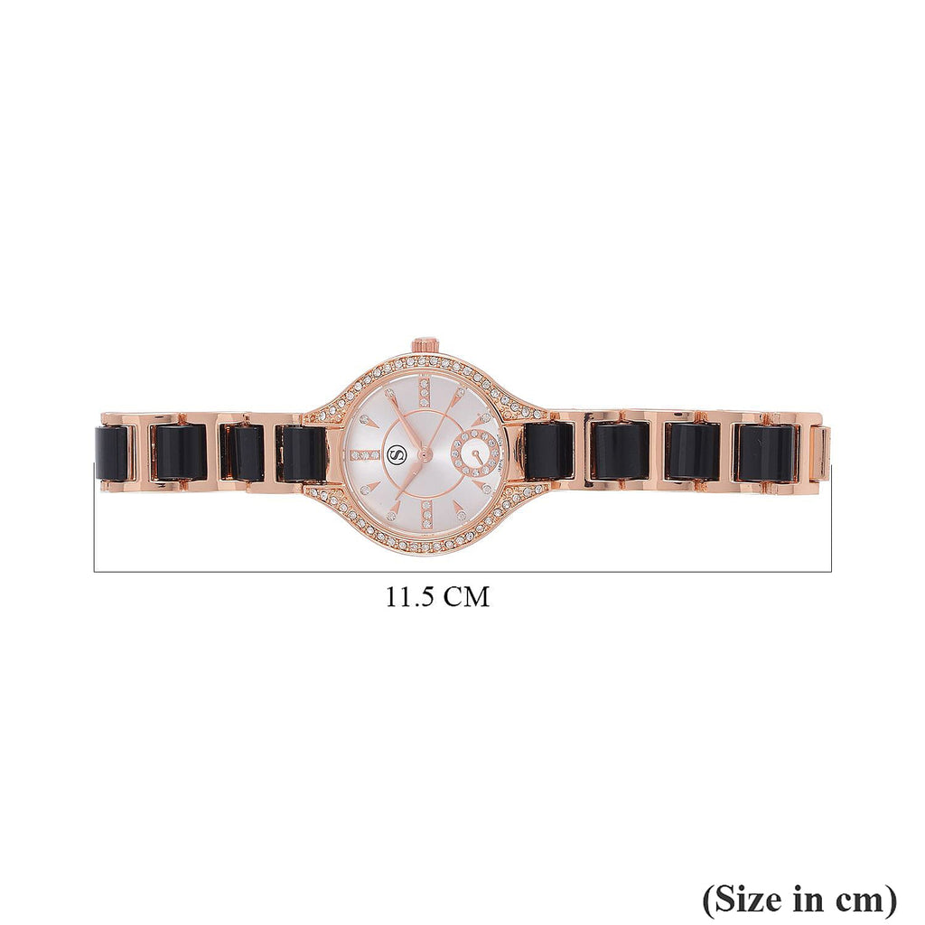 STRADA Japanese Movement Crystal Studded Water Resistant Watch with Alloy Strap and Stainless Steel Back in Rose Gold Tone_7553744_6