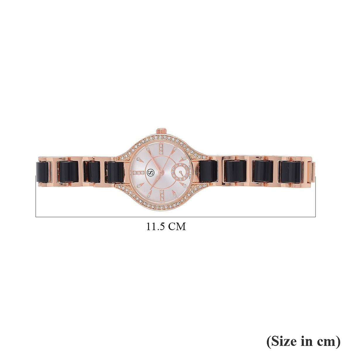 STRADA Japanese Movement Crystal Studded Water Resistant Watch with Alloy Strap and Stainless Steel Back in Rose Gold Tone 7553744 7