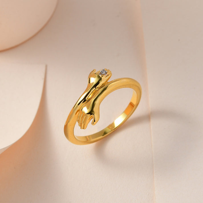 Diamond Hand Bypass Ring in 18K Vermeil Yellow Gold Plated Sterling Silver 7554977 2