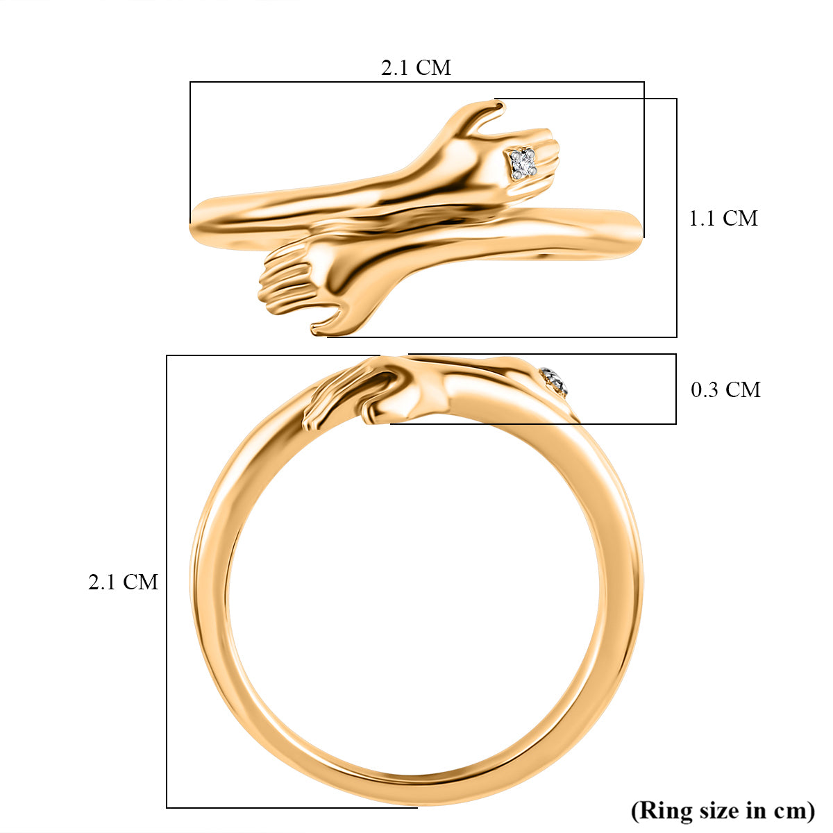 Diamond Hand Bypass Ring in 18K Vermeil Yellow Gold Plated Sterling Silver V32633523 6