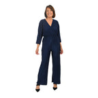 TAMSY Plisse Wrap Front Jumpsuit with Elasticated Waistband (Size-XXL) - Navy_7555309