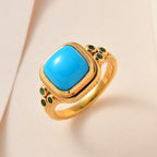 Arizona Sleeping Beauty Turquoise & Zambian Emerald Ring in 18K Yellow Gold Vermeil Plated Sterling Silver 2.94 Ct._7555817_1