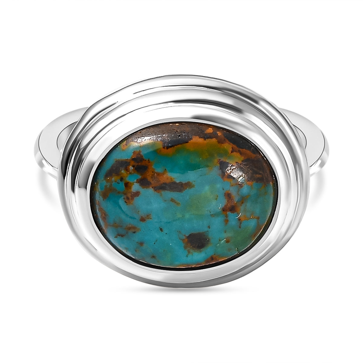 Sierra Nevada Turquoise Solitaire Ring in Platinum Overlay Sterling Silver 4.83 Ct. V32540292 0