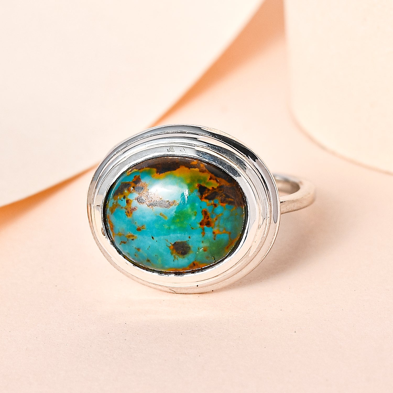 Sierra Nevada Turquoise Solitaire Ring in Platinum Overlay Sterling Silver 4.83 Ct. V32540292 1