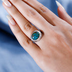 Sierra Nevada Turquoise Solitaire Ring in Platinum Overlay Sterling Silver 4.83 Ct._7556195_2