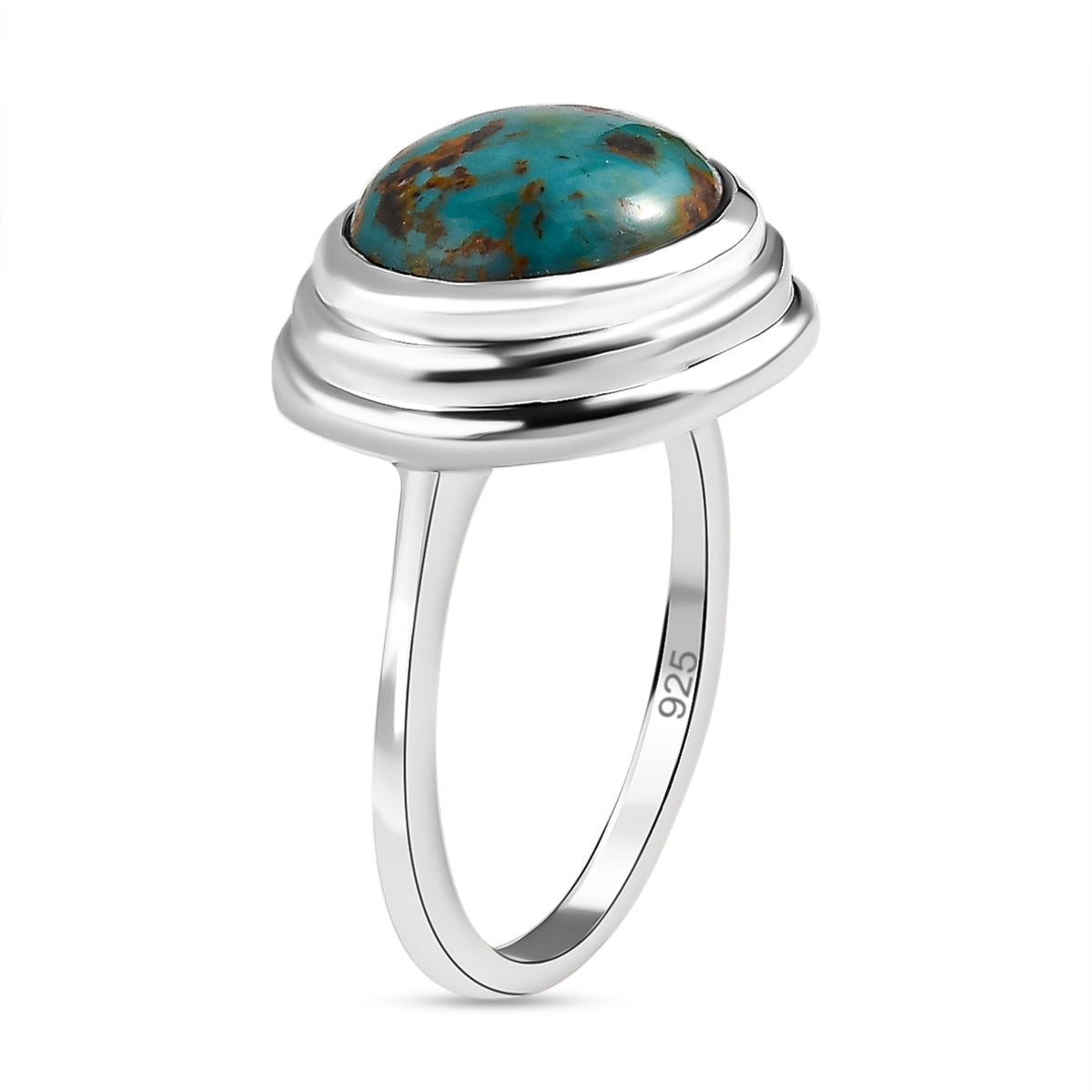 Sierra Nevada Turquoise Solitaire Ring in Platinum Overlay Sterling Silver 4.83 Ct. V32540292 3