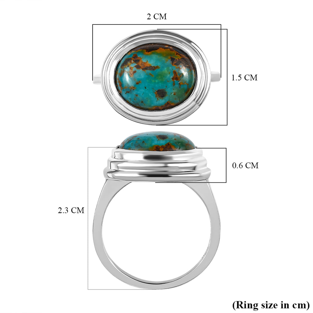 Sierra Nevada Turquoise Solitaire Ring in Platinum Overlay Sterling Silver 4.83 Ct._7556195_5