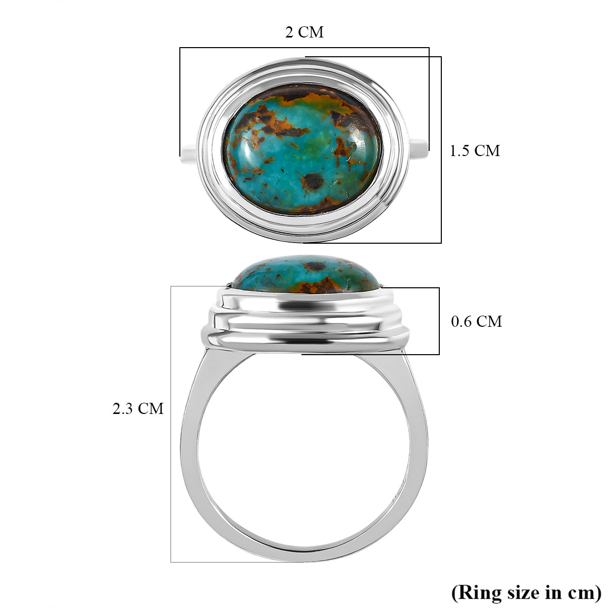 Sierra Nevada Turquoise Solitaire Ring in Platinum Overlay Sterling Silver 4.83 Ct. V32540292 5
