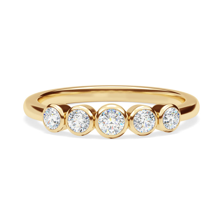 Diamond 5-Stone Band Ring in 9K Yellow Gold, SGL Certified 7556907 1