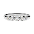 9K White Gold SGL Certified Diamond 5 Stone Band (I3/GH) Ring_7556940