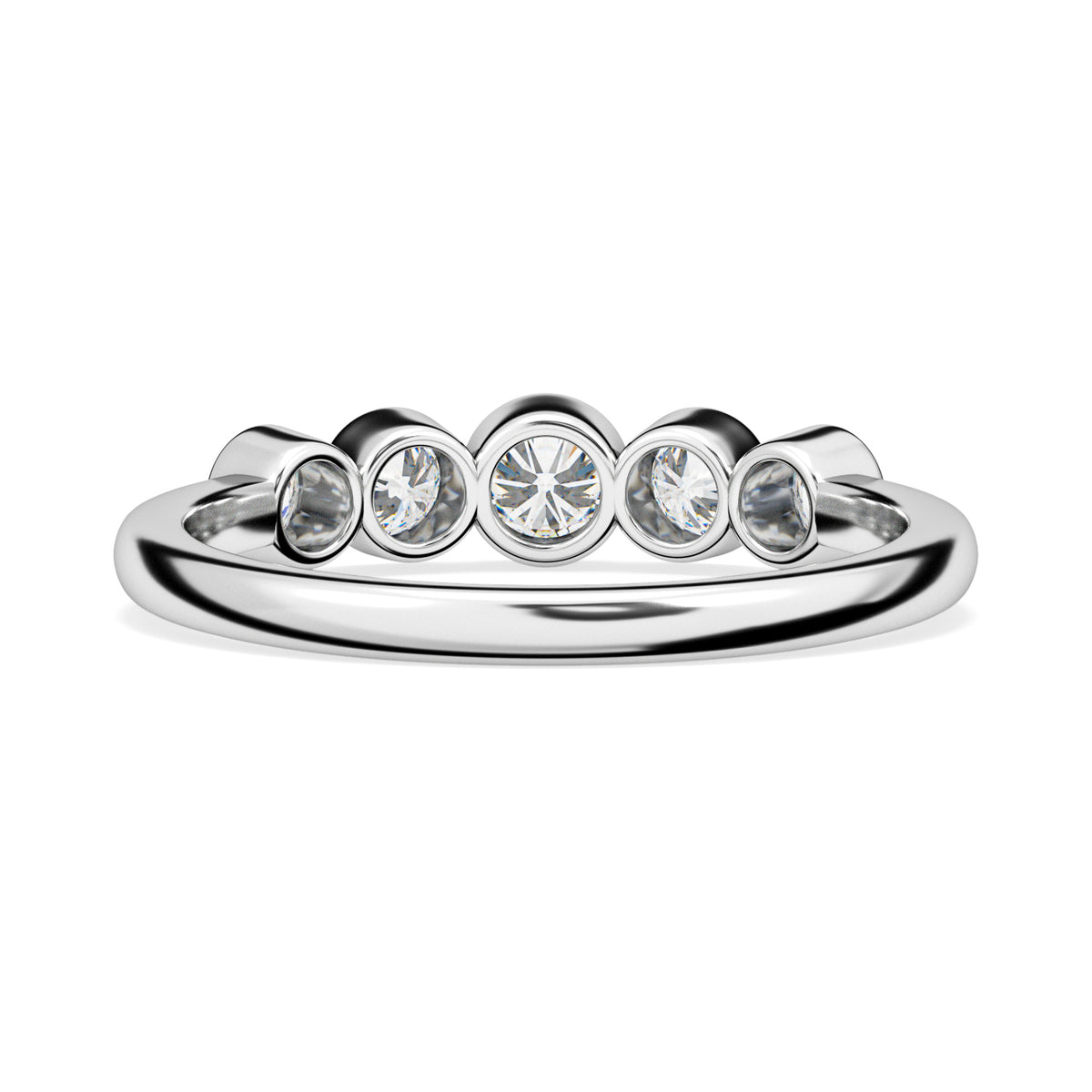 Diamond 5-Stone Band Ring in 9K White Gold SGL Certified V32562274 4