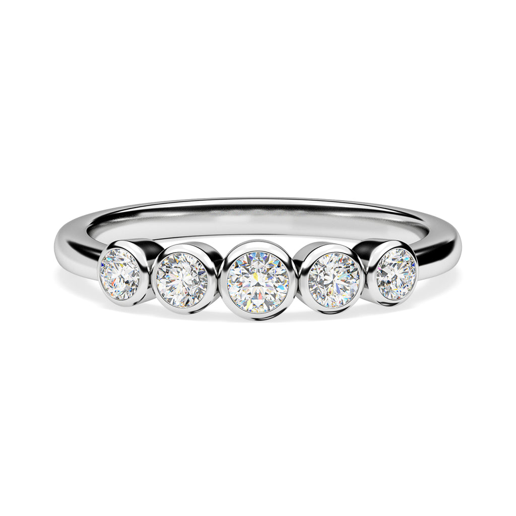 9K White Gold SGL Certified Diamond 5 Stone Band (I3/GH) Ring_7556945