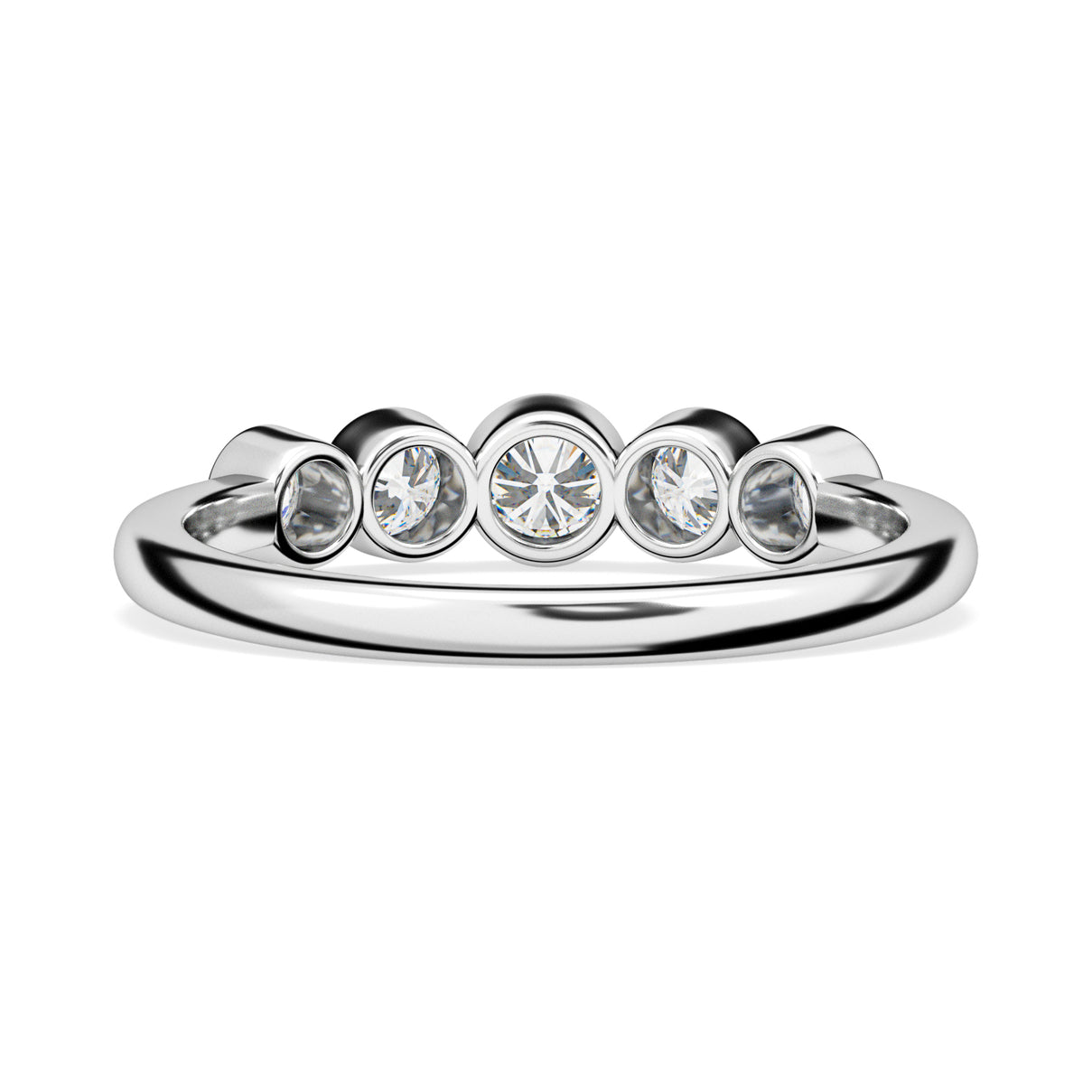 Diamond 5-Stone Band Ring in 9K White Gold SGL Certified V32522381 4