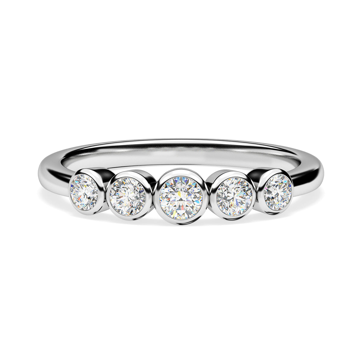 Diamond 5-Stone Band Ring in 9K White Gold SGL Certified V32512727 0