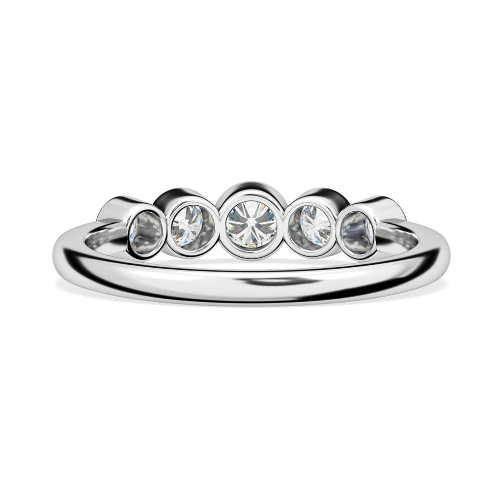 9K White Gold SGL Certified Diamond 5 Stone Band (I3/GH) Ring_7556949_4