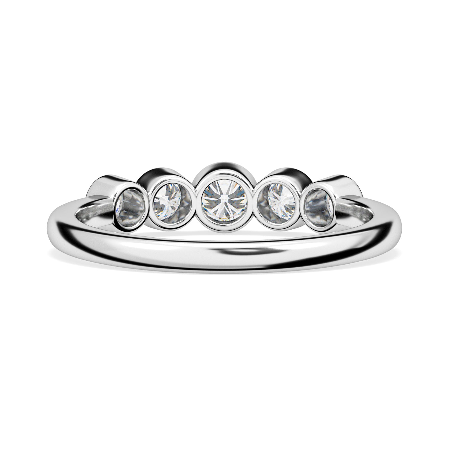 Diamond 5-Stone Band Ring in 9K White Gold SGL Certified V32512727 4