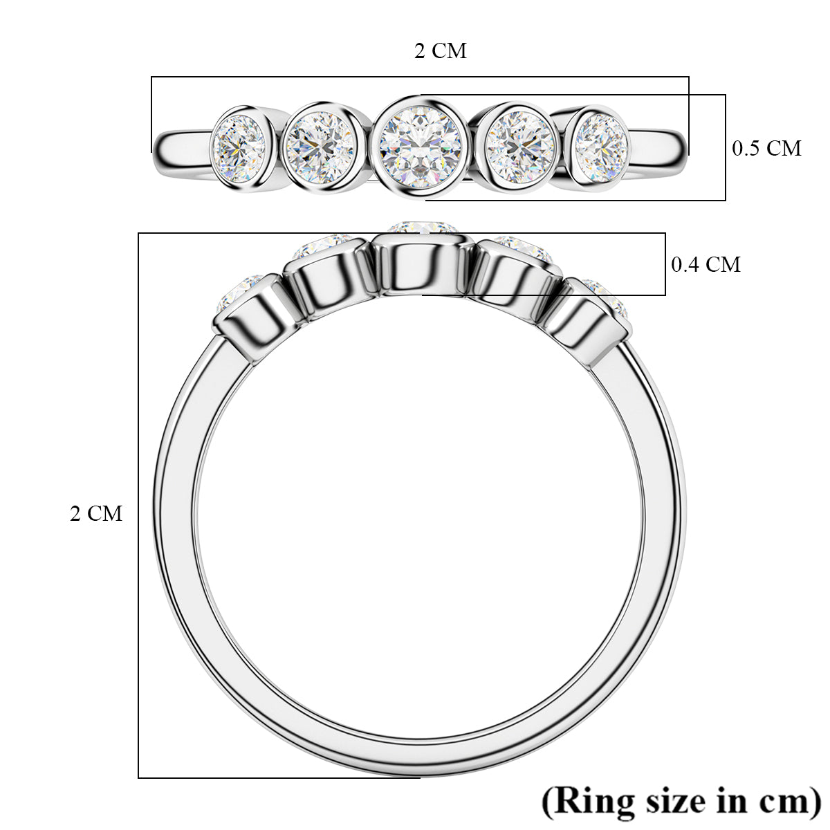 Diamond 5-Stone Band Ring in 9K White Gold SGL Certified V32512727 5