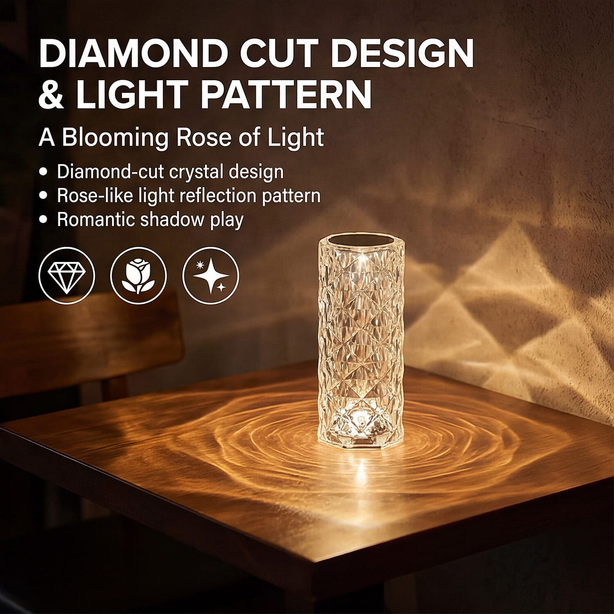 Crystal Diamond Rechargeable LED Table Lamp With Touch Switch 7557079 2