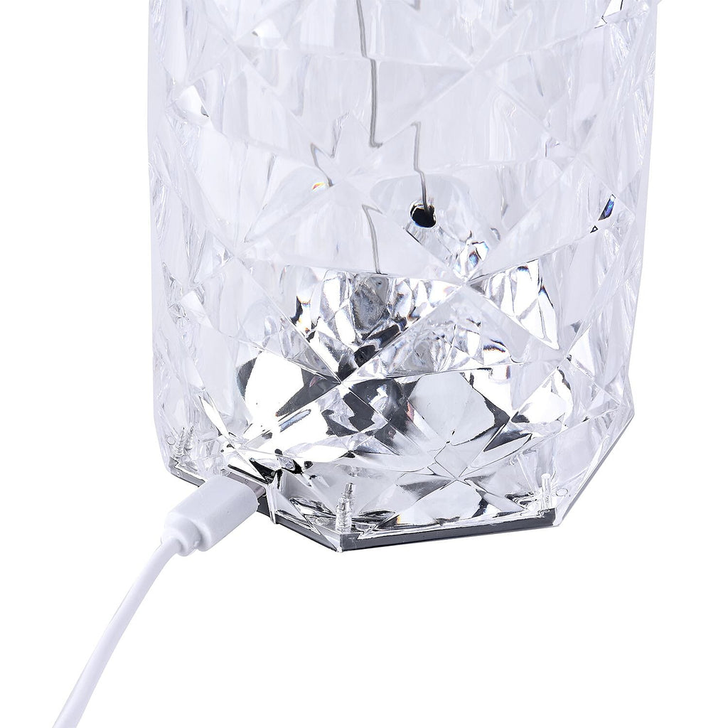 USB Rechargeable, Touch Sensor Crystal Diamond Led Table Lamp - Remote Control Included
