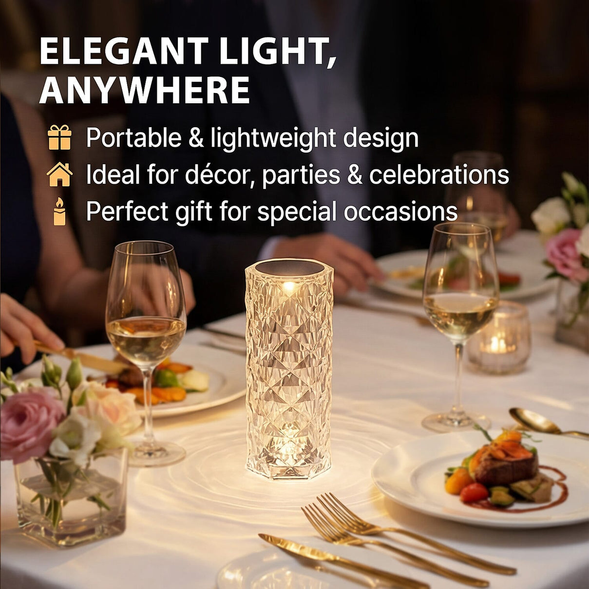 Crystal Diamond Rechargeable LED Table Lamp With Touch Switch 7557079 6