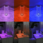 USB Rechargeable, Touch Sensor Crystal Diamond Led Table Lamp - Remote Control Included