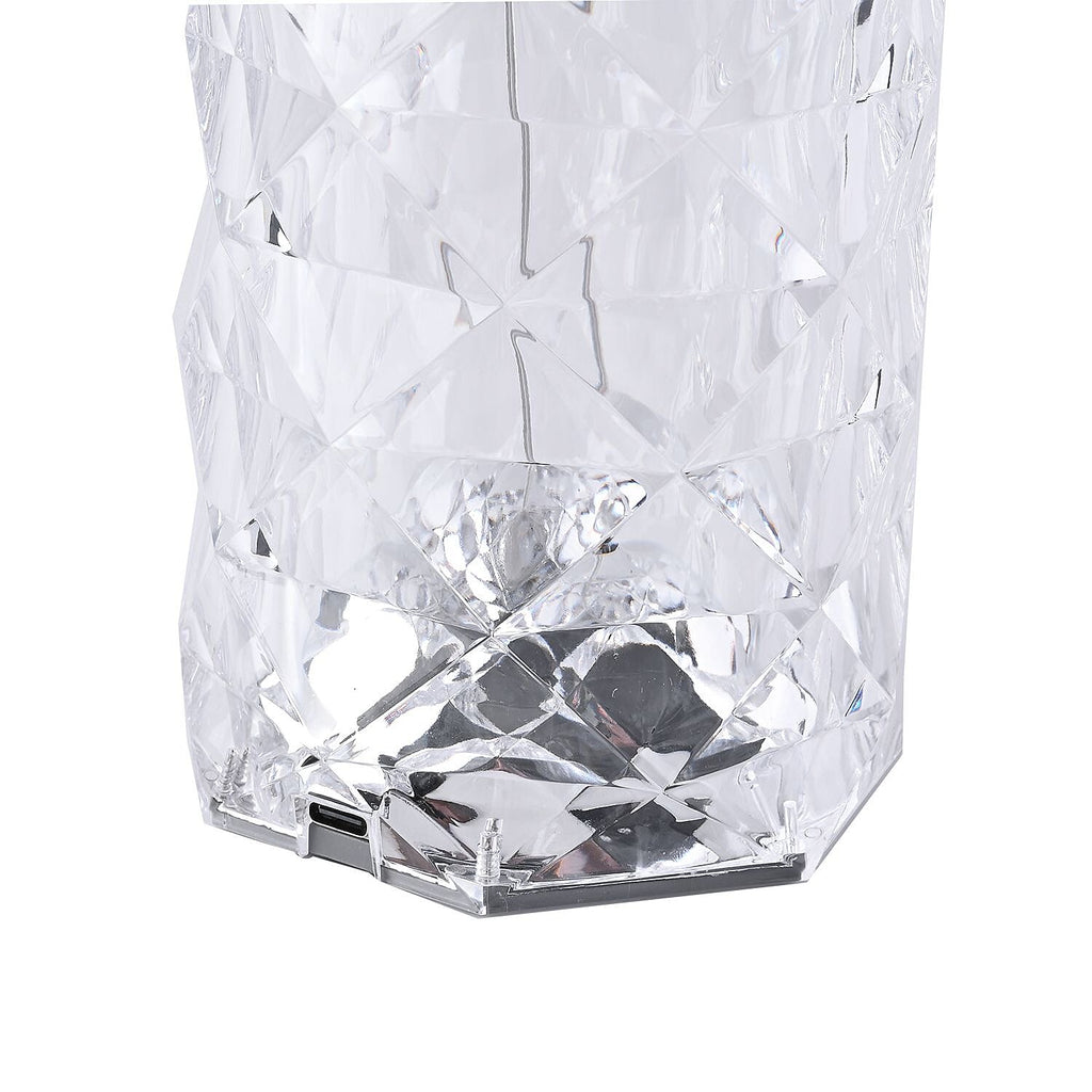 USB Rechargeable, Touch Sensor Crystal Diamond Led Table Lamp - Remote Control Included