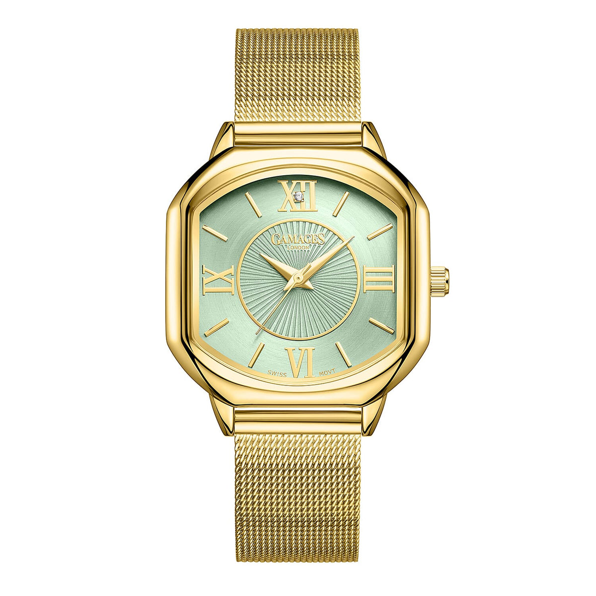 Gamages of London Ladies Countess Blue Dial Diamond Studded Watch with Gold Mesh Bracelet V32578991 0