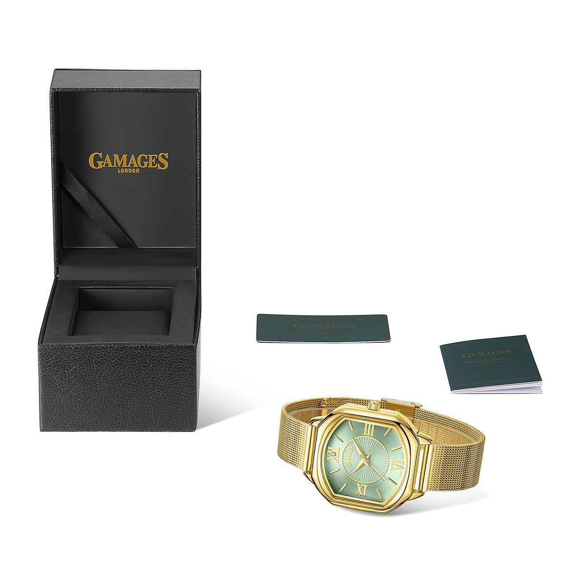 Gamages of London Ladies Countess Blue Dial Diamond Studded Watch with Gold Mesh Bracelet V32578991 4