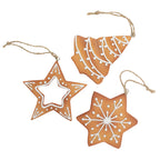 Set of 3 Hanging Gingerbread Christmas Tree Decor Ornaments - Rose Gold (Stars & Bell)_7558185
