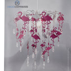 Flamingo Kids Chandelier Lampshade with Cutouts and Gorgeous Crystal Droplets - Pink & Silver_7558861_1