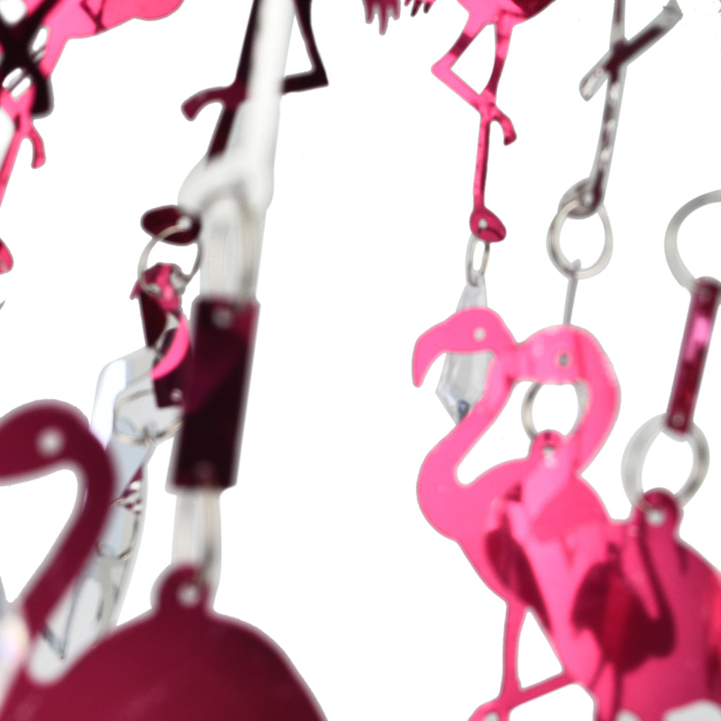 Flamingo Kids Chandelier Lampshade with Cutouts and Gorgeous Crystal Droplets - Pink & Silver_7558861_3