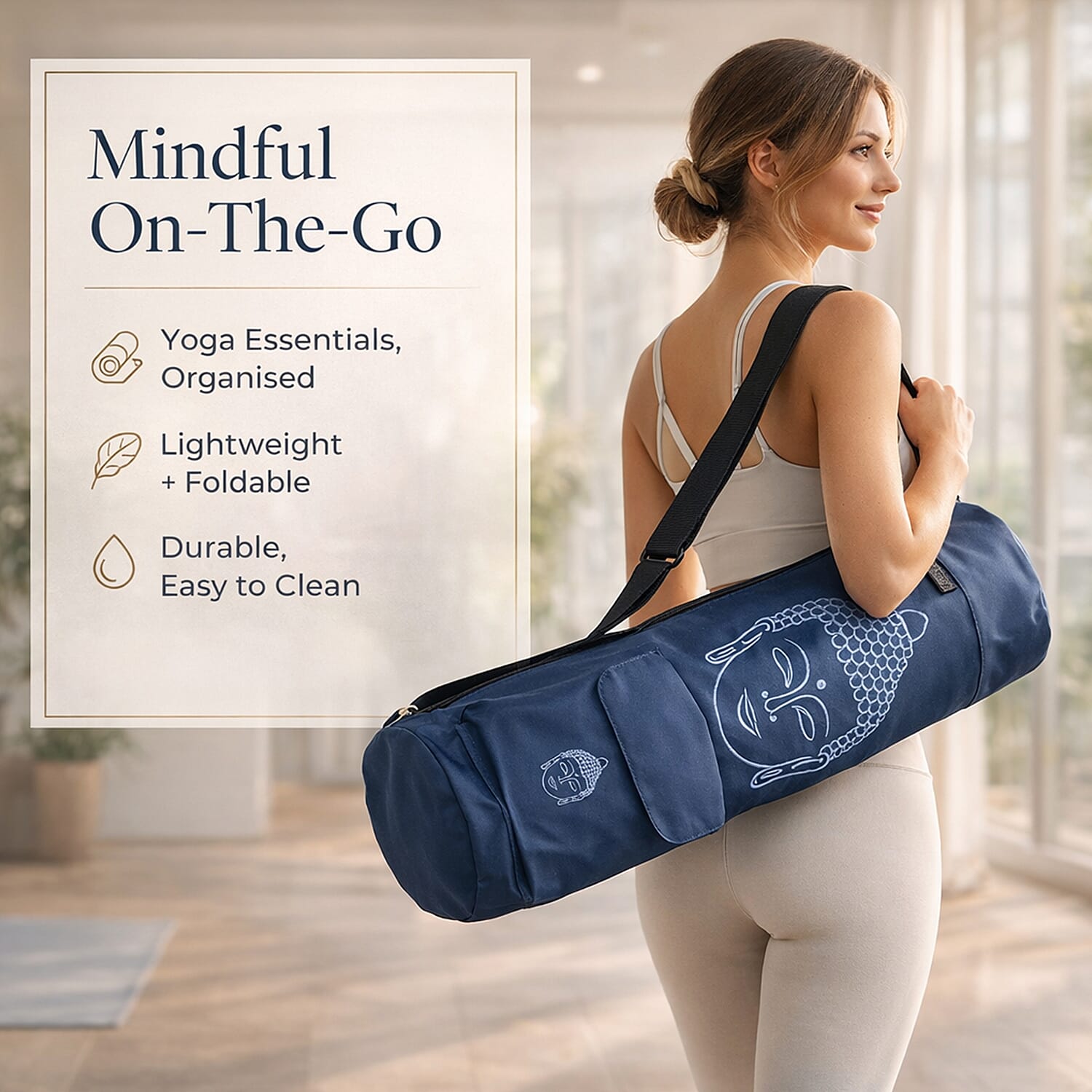 Soul Smart Buddha Printed Yoga Bag (Size 70x20 cm) - Navy &amp; Light Blue 7558893 3