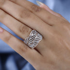 Diamond Criss Cross Ring in 18K Vermeil Rose Gold Plated & Platinum Overlay_7560148_2