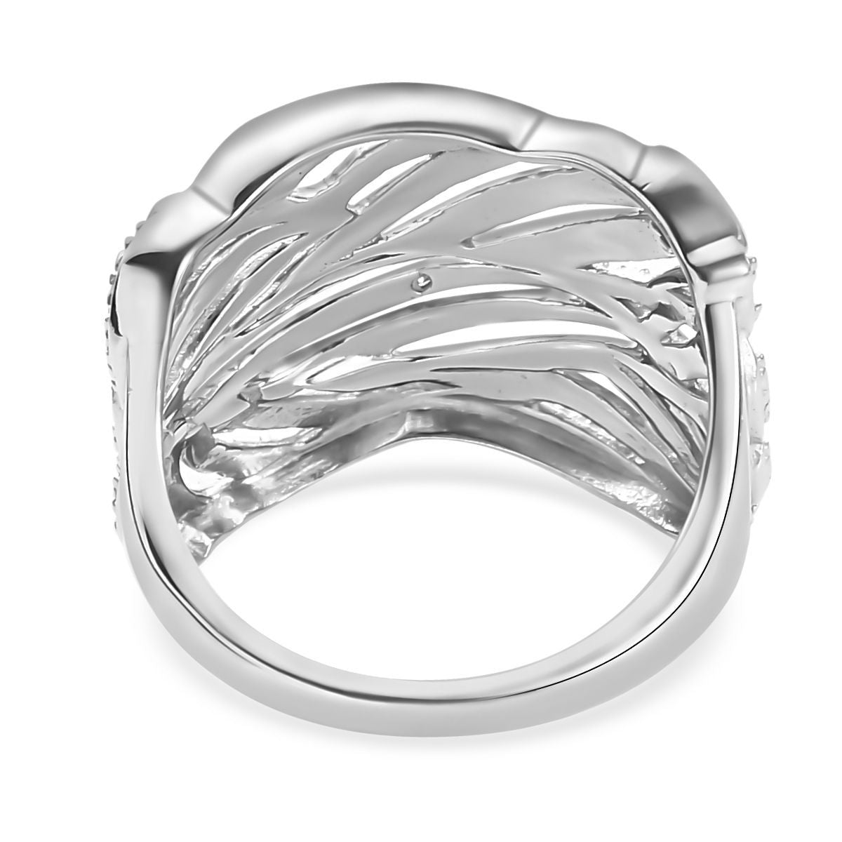 Diamond Criss Cross Ring in 18K Rose Gold Vermeil and Platinum Plated Sterling Silver V32513167 4