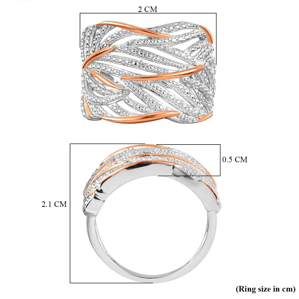 Diamond Criss Cross Ring in 18K Vermeil Rose Gold Plated & Platinum Overlay_7560148_5