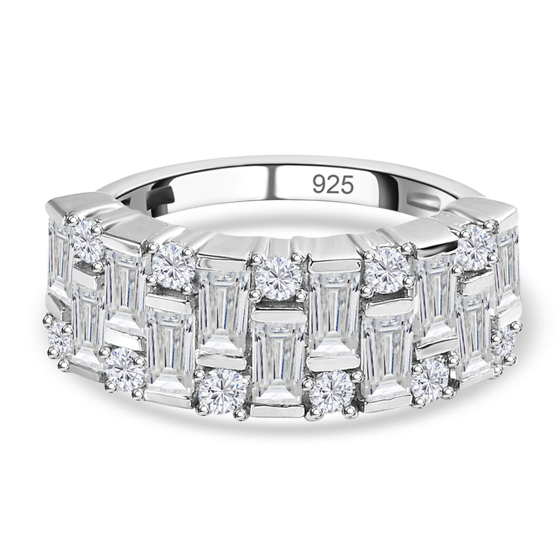 D'Joy Moissanite Half Eternity Ring in Platinum Overlay Sterling Silver 1.58 Ct._7560308