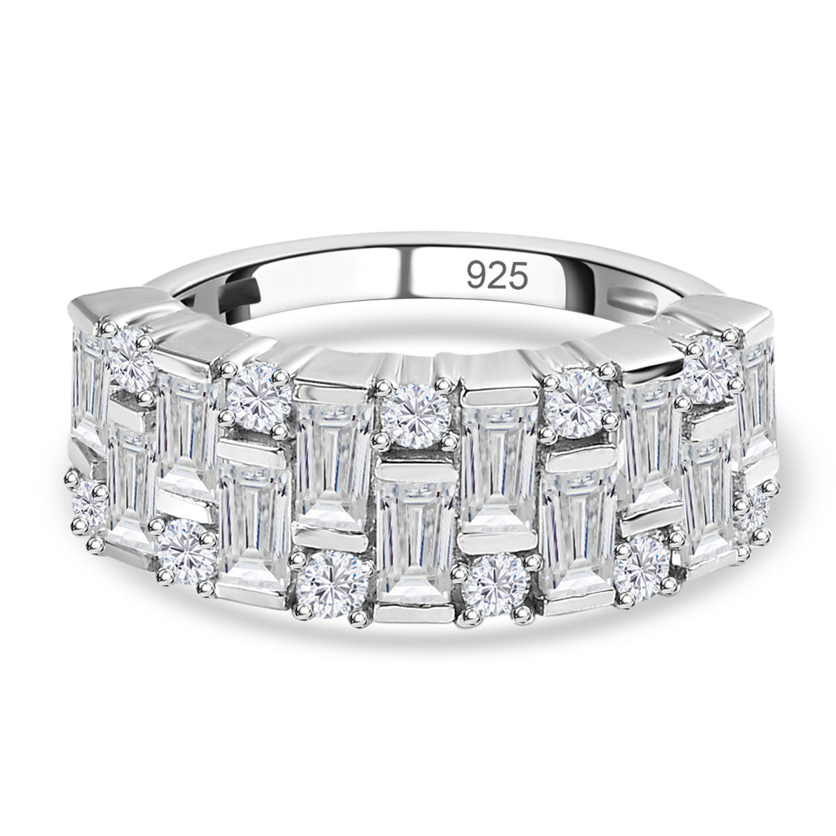 Moissanite Half Eternity Ring in Platinum Overlay Sterling Silver 1.61 Ct V32519914 0