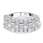 D'Joy Moissanite Half Eternity Ring in Platinum Overlay Sterling Silver 1.58 Ct._7560309