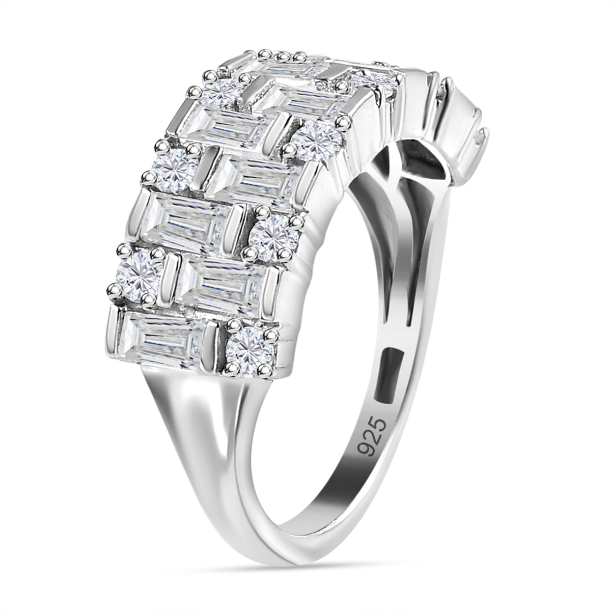 Moissanite Half Eternity Ring in Platinum Overlay Sterling Silver 1.61 Ct V32519914 4