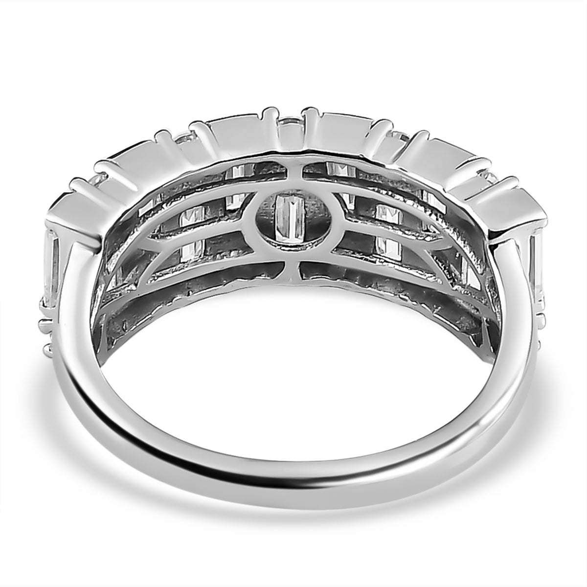 Moissanite Half Eternity Ring in Platinum Overlay Sterling Silver 1.61 Ct V32519914 5