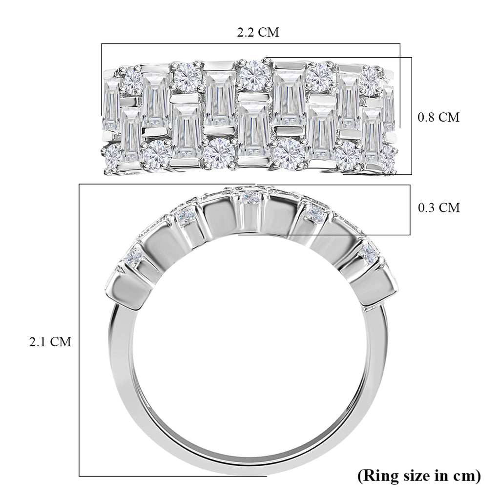 D'Joy Moissanite Half Eternity Ring in Platinum Overlay Sterling Silver 1.58 Ct._7560309_5