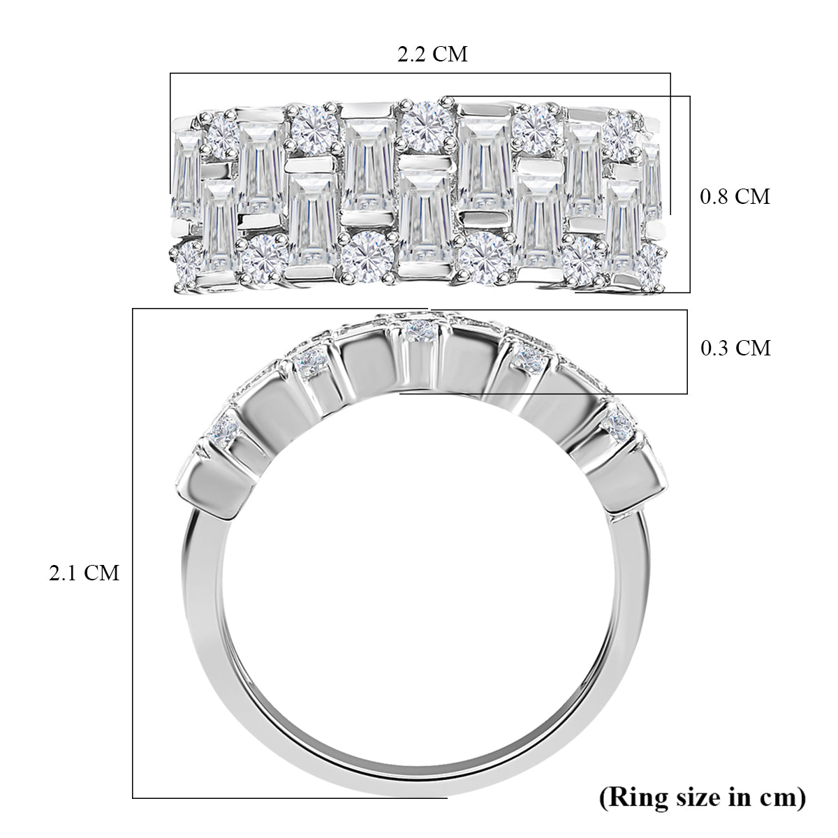 Moissanite Half Eternity Ring in Platinum Overlay Sterling Silver 1.61 Ct V32519914 6