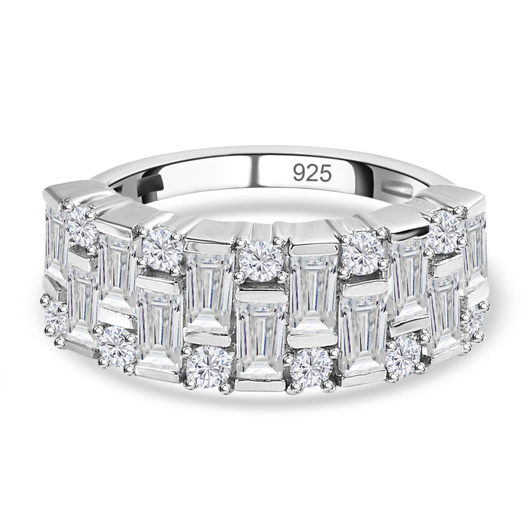 D'Joy Moissanite Half Eternity Ring in Platinum Overlay Sterling Silver 1.58 Ct._7560313